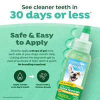 TropiClean Fresh Breath No Brushing Peanut Butter Flavor Clean Teeth Dental & Oral Care Gel for Dogs, 2oz