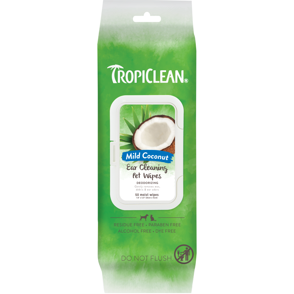 TropiClean Dog & Cat Ear Wipes, 50ct