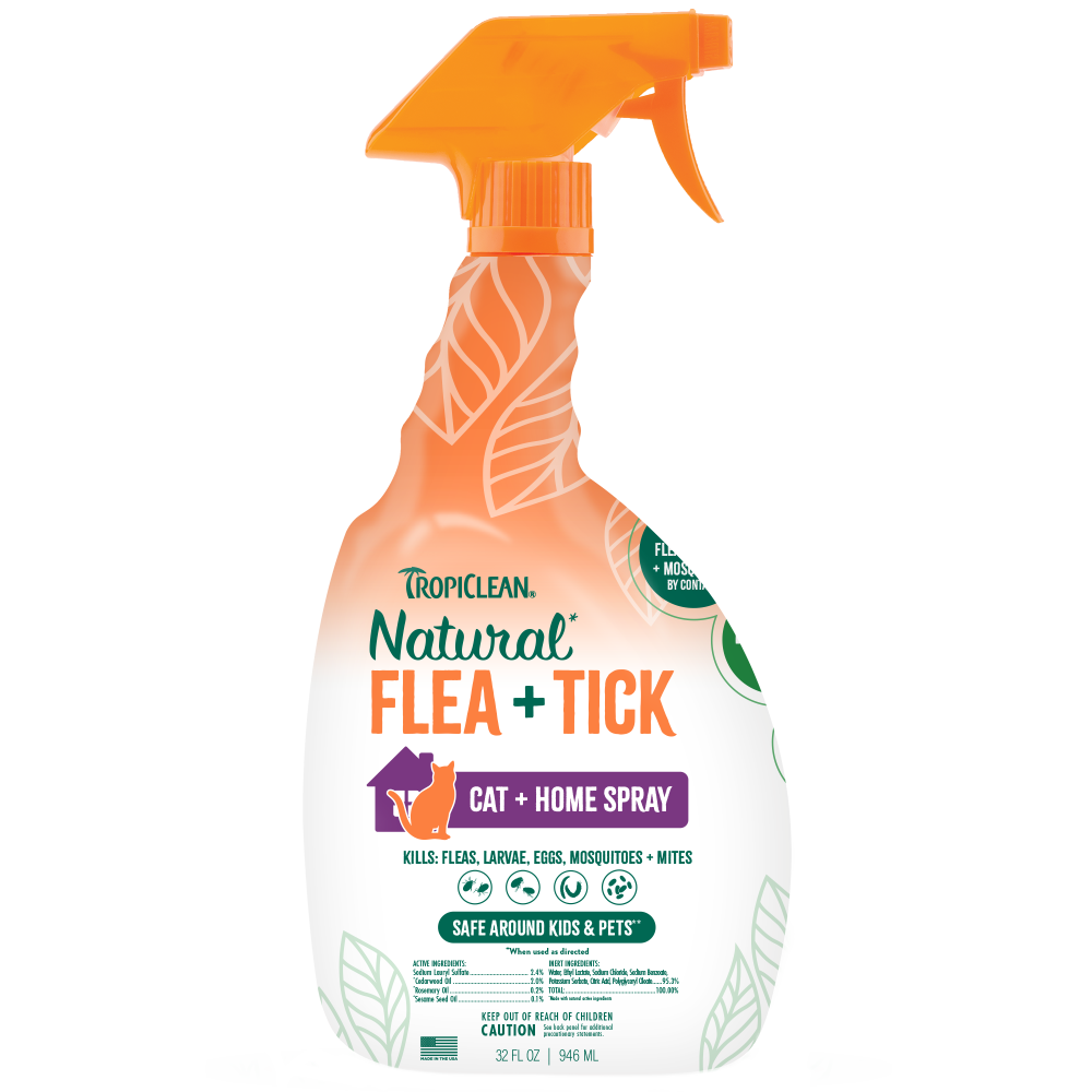 TropiClean Natural* Flea + Tick Home + Cat Spray, 32oz