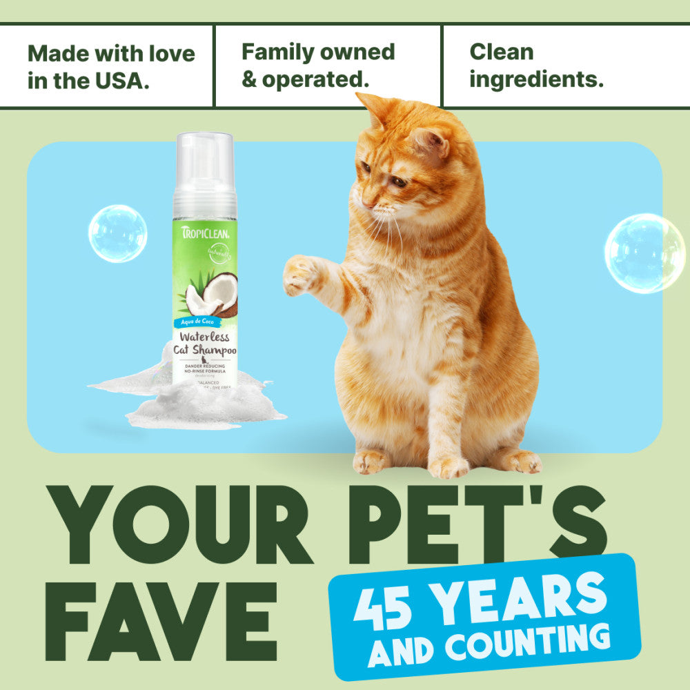 TropiClean No Rinse Dander Reducing Cat Shampoo, 7.4oz