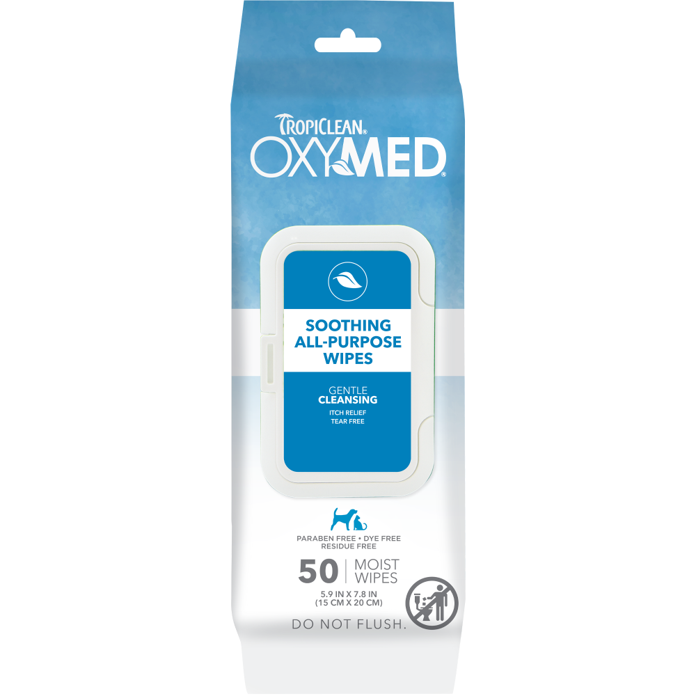 Sunsetting - TropiClean OxyMed Soothing Relief Wipes for Pets, 50ct