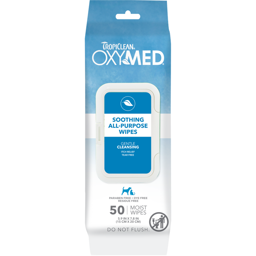 Sunsetting - TropiClean OxyMed Soothing Relief Wipes for Pets, 50ct