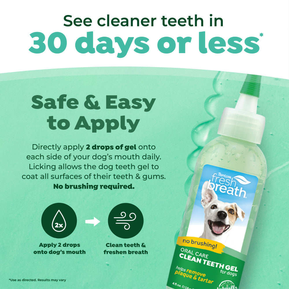 TropiClean Fresh Breath No Brushing Clean Teeth Dental & Oral Care Gel for Dogs, 4oz