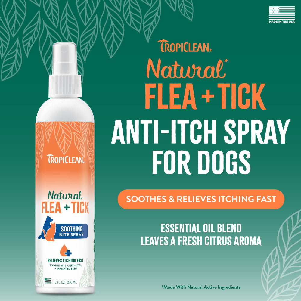 TropiClean Natural* Flea + Tick Bite Relief  Spray, 8oz