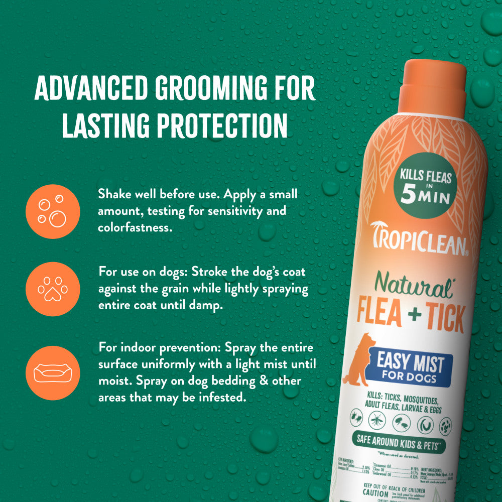 TropiClean Natural* Flea + Tick Dog + Home Easy Mist Spray, 14oz