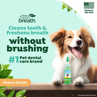TropiClean Fresh Breath No Brushing Peanut Butter Flavor Clean Teeth Dental & Oral Care Gel for Dogs, 2oz