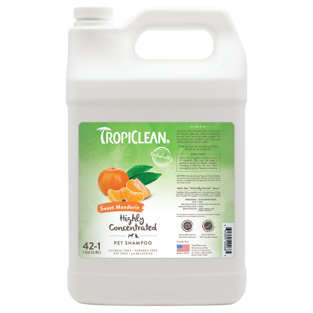 Sunsetting - TropiClean Sweet Mandarin High Concentrate Shampoo for Pets, 1 gal