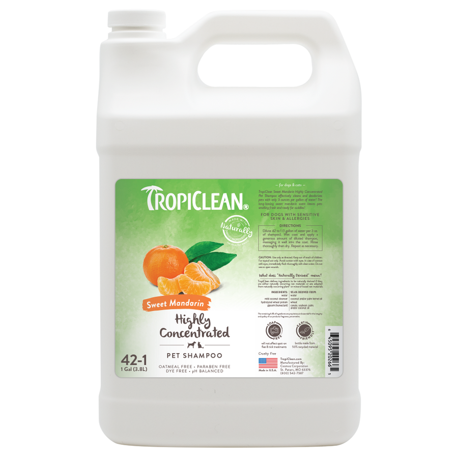 Sunsetting - TropiClean Sweet Mandarin High Concentrate Shampoo for Pets, 1 gal
