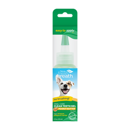 TropiClean Fresh Breath No Brushing Peanut Butter Flavor Clean Teeth Dental & Oral Care Gel for Dogs, 2oz