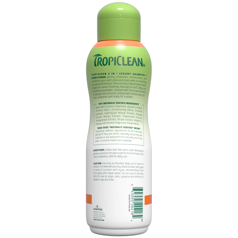 TropiClean 2 In 1 Luxury Shampoo + Conditioner, 20oz