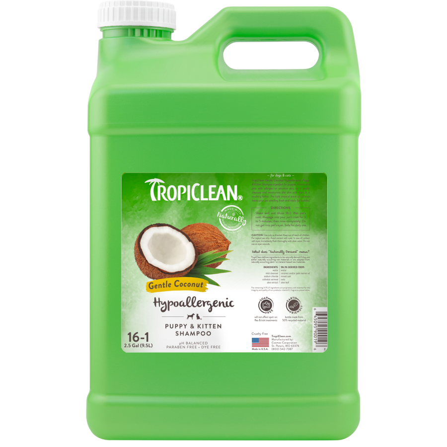 TropiClean Gentle Coconut Hypoallergenic Puppy & Kitten Shampoo, 2.5 gal