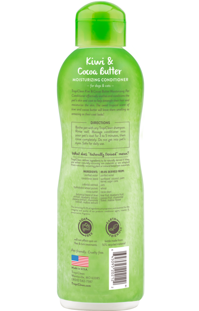 Sunsetting -TropiClean Kiwi & Cocoa Butter Moisturizing Conditioner for Pets, 20oz - Lined Cap