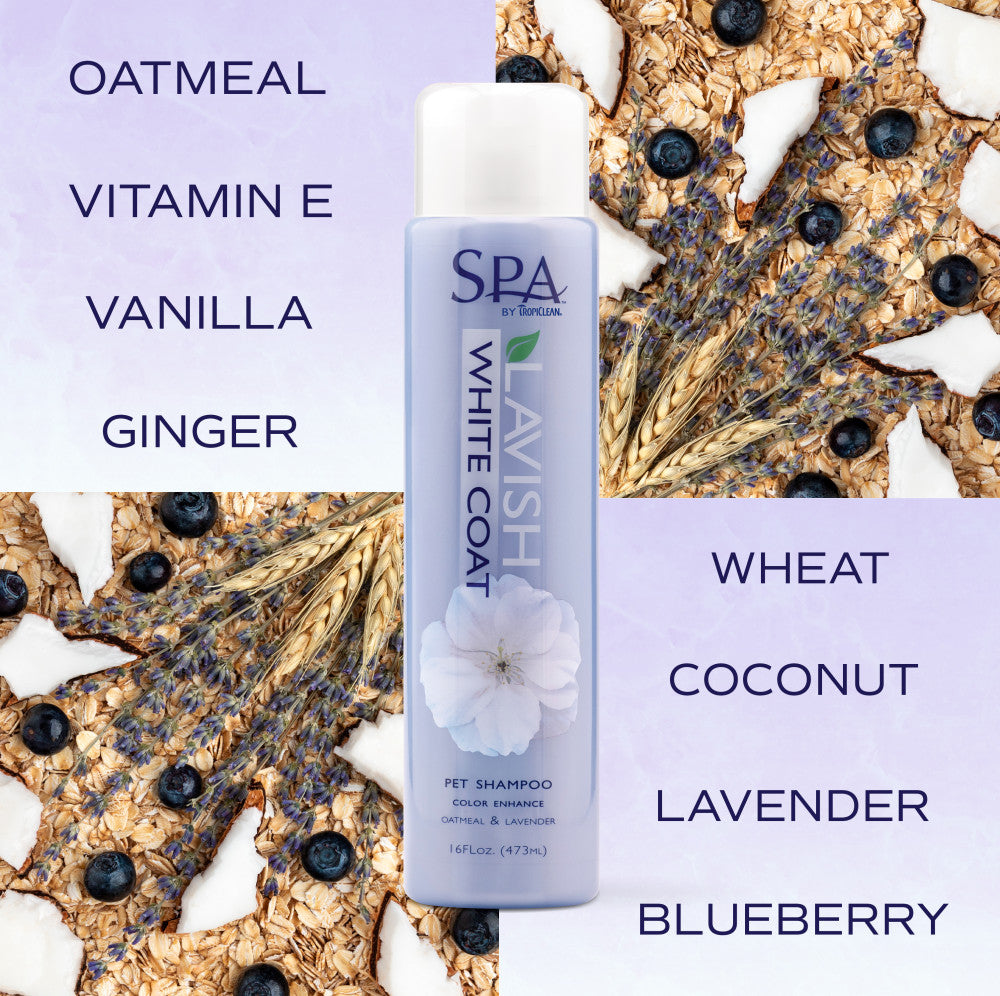 Sunsetting - SPA by TropiClean Lavish White Coat Shampoo for Pets, 1 gal