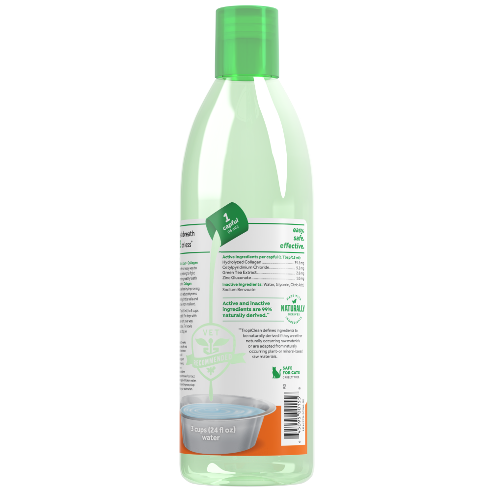 TropiClean Fresh Breath Dental Water Additive Skin & Coat with Collagen for Dogs, 16oz