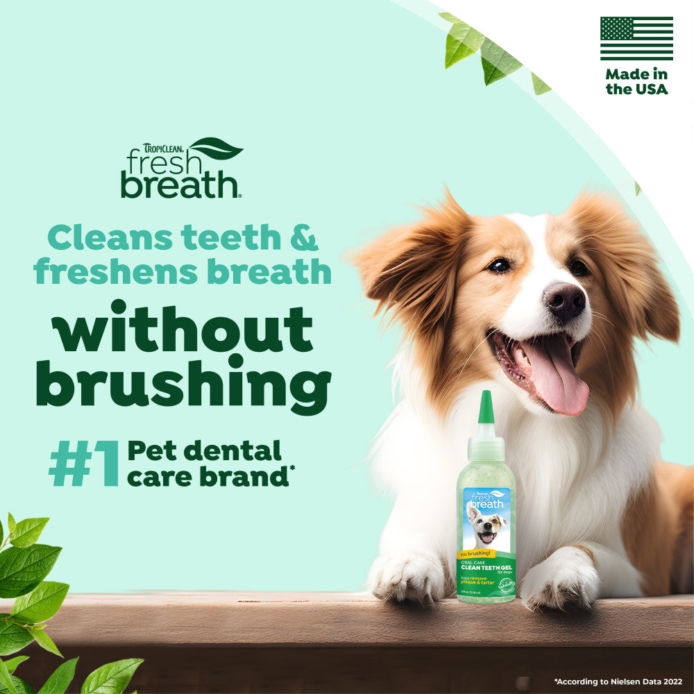 TropiClean Fresh Breath No Brushing Clean Teeth Dental & Oral Care Gel for Dogs, 4oz